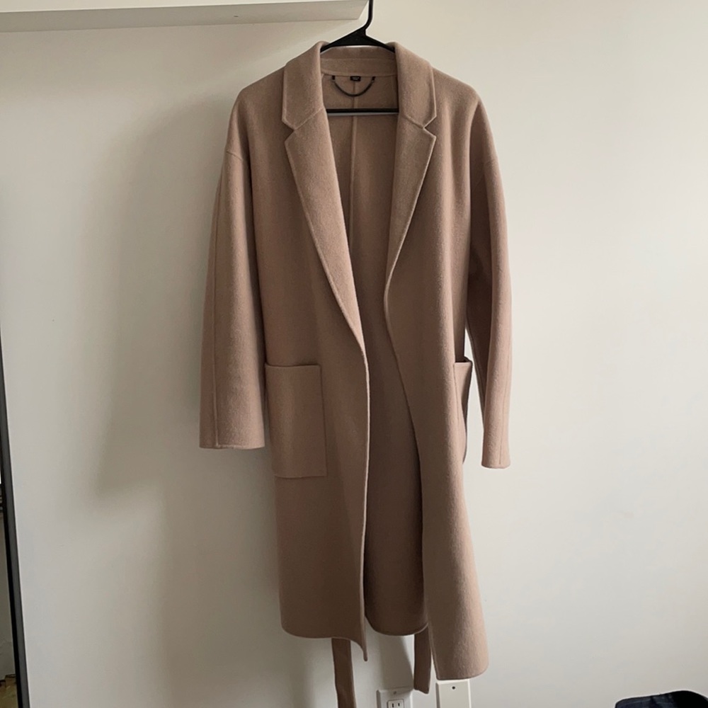 All Saints wool blend camel coat size medium